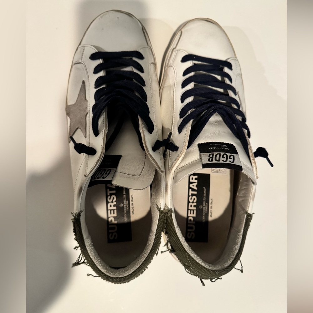 Men’s Golden Goose White, Green and Navy Sneakers- Size 44 (US 11) - Picture 3 of 7